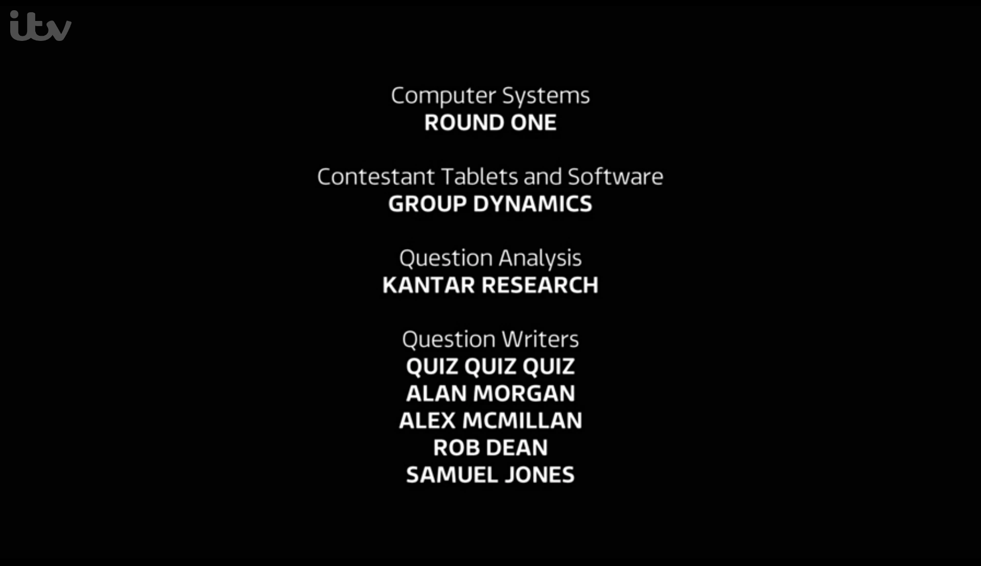 Credits on the Tv Show The 1% Club